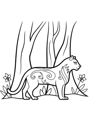 A coloring page of Mystical Black Panther Guardian Coloring Page