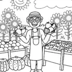 Blippi’s Marvelous Market Adventure Coloring Page