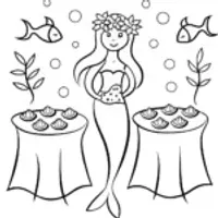 Mermaid’s Magical Garden Party Coloring Page