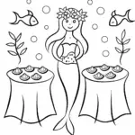 Mermaid’s Magical Garden Party Coloring Page