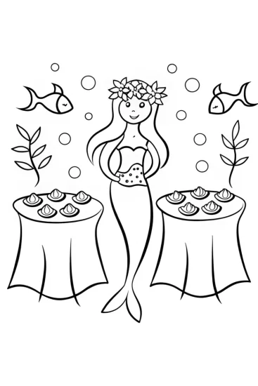 A coloring page of Mermaid’s Magical Garden Party Coloring Page