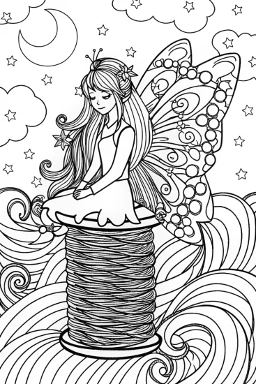 A coloring page of Seraphina the Dream Weaver Coloring Page