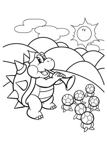 A coloring page of Bowser’s Musical Showdown Coloring Page