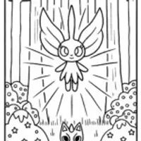 Celebi and Xerneas Coloring Page