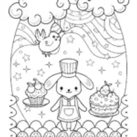 Cinnamoroll’s Cloud Bakery Adventure Coloring Page