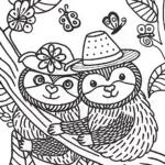 Snuggly Sloths and Their Cozy Canopy Coloring Page