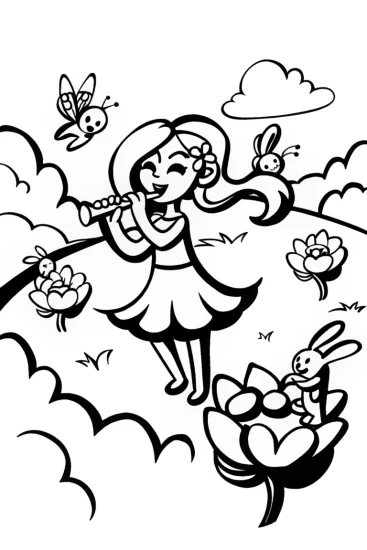 A coloring page of Jasmine’s Dreamy Flower Festival Coloring Page