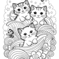 The Cuddly Cloud Kittens Coloring Page