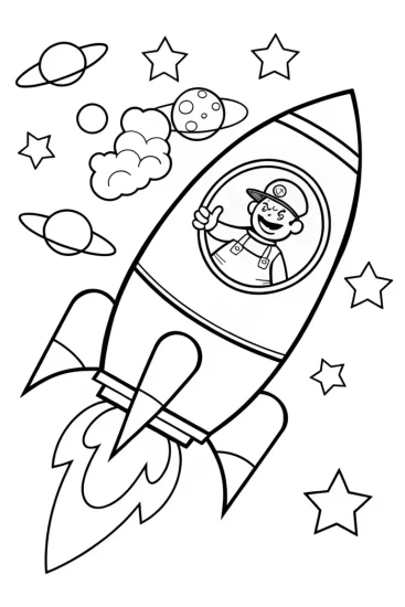 A coloring page of Luigi’s Starlit Space Race Coloring Page