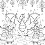 Charizard’s Dragon Dance Festival Coloring Page