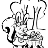 Whimsical Woodland Tea Party Coloring Page