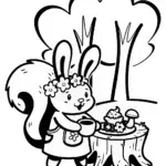 Whimsical Woodland Tea Party Coloring Page
