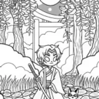 Demon Slayer in the Moonlit Garden Coloring Page