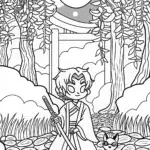 Demon Slayer in the Moonlit Garden Coloring Page