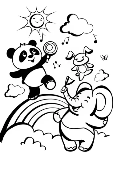 A coloring page of Rainbow Adventure Parade Coloring Page