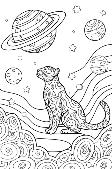 A coloring page of The Cosmic Black Panther Explorer Coloring Page