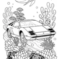 Lamborghini Adventure Underwater Coloring Page