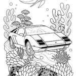 Lamborghini Adventure Underwater Coloring Page