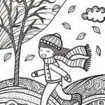 Whimsical Autumn Adventure Coloring Page