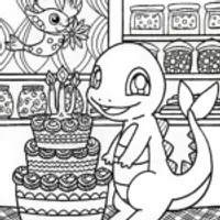 Charmander’s Enchanted Bakery Coloring Page
