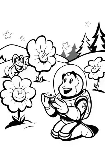 A coloring page of Buzz Lightyear’s Galactic Garden Adventure Coloring Page (#8288)