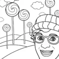Blippi’s Adventure in Candy Land Coloring Page