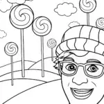 Blippi’s Adventure in Candy Land Coloring Page