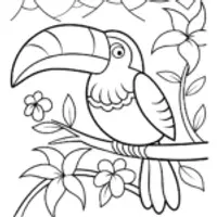 Toucan Adventure in the Jungle Coloring Page