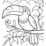 Toucan Adventure in the Jungle Coloring Page