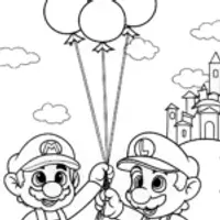 Mario and Luigi’s Skyward Balloon Quest Coloring Page
