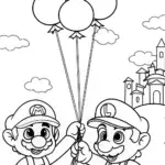Mario and Luigi’s Skyward Balloon Quest Coloring Page