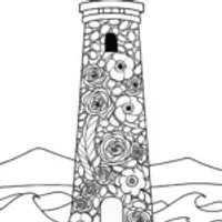 Whimsical Flower Lighthouse Coloring Page