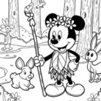 Mickey Mouse as a Nature Guardian Coloring Page