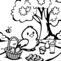 Chick’s Delightful Picnic Adventure Coloring Page