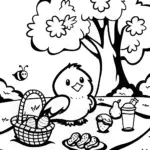 Chick’s Delightful Picnic Adventure Coloring Page