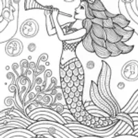Mermaid’s Musical Underwater Symphony Coloring Page