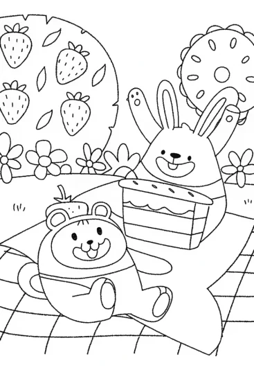 A coloring page of Banban’s Gigantic Picnic Adventure Coloring Page