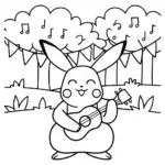 Pikachu strumming at the music fest