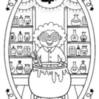 The Enchanted Halloween Lab Coloring Page