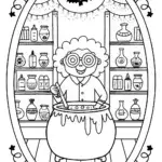 The Enchanted Halloween Lab Coloring Page