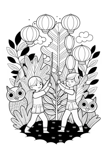 A coloring page of Guardian Spirits in Training Coloring Page