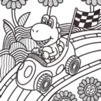 Yoshi’s Adventure in the Mushroom Kingdom Coloring Page