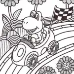Yoshi’s Adventure in the Mushroom Kingdom Coloring Page