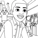 Miles Morales in a Retro Arcade Coloring Page