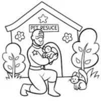 Captain America at the Pet Rescue Coloring Page