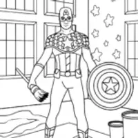 Captain America in the Art Studio Coloring Page