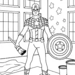 Captain America in the Art Studio Coloring Page