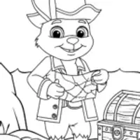Squishmallows Pirate Bunny Treasure Hunt Coloring Page