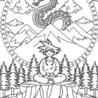 Goku and the Dragon Spirit Coloring Page