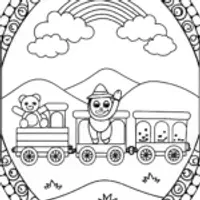 Huggy Wuggy’s Magical Toy Train Adventure Coloring Page